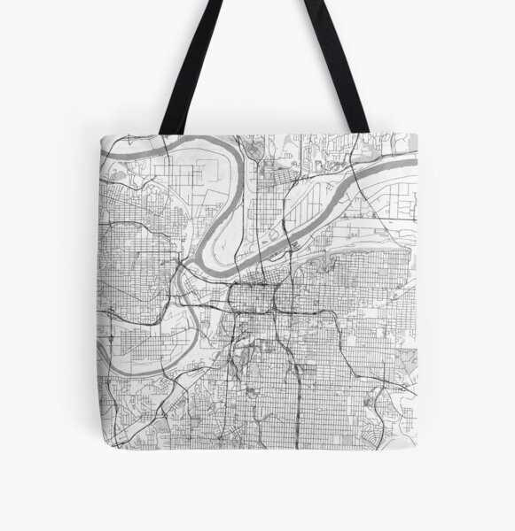 Kansas City Map Line All Over Print Tote Bag