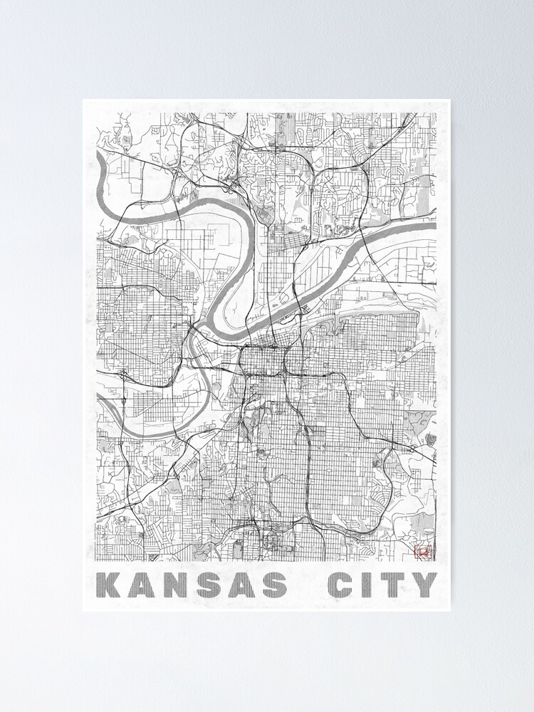 Alternate view of Kansas City Map Line Poster