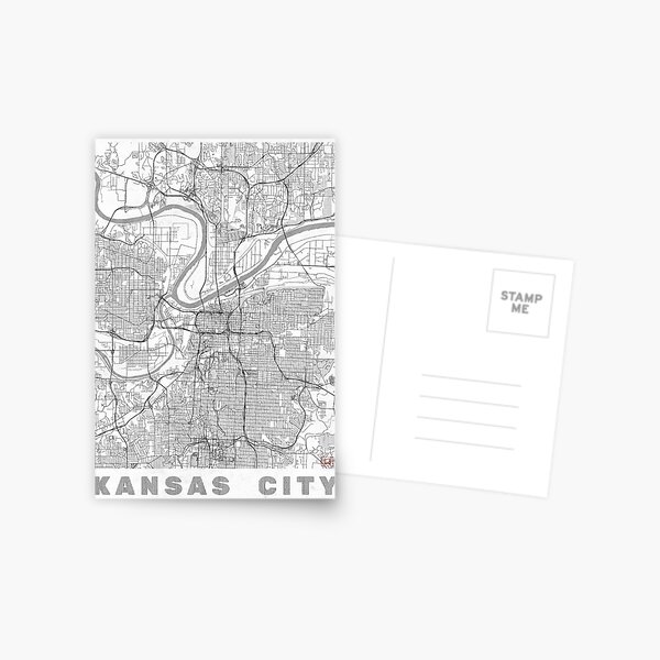 Kansas City Map Line Postcard