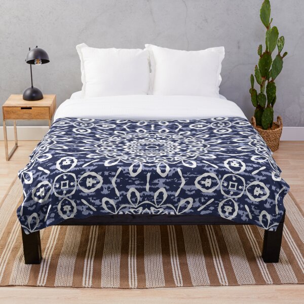 Item preview, Indigo Blue Third Eye Chakra Mandala Pattern  designed and sold by TextileInstinct.