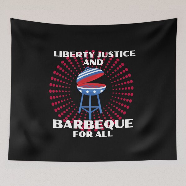 Item preview, Liberty Justice and Barbeque For All - Barbeque with Fireworks (white text)- Funny 4th of July 2022 Independence Day designed and sold by CaitU.