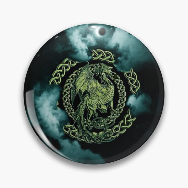 Item preview, Gold Celtic Dragon Cyan Moon Eclipse in the Clouds designed and sold by Kim Andrews.