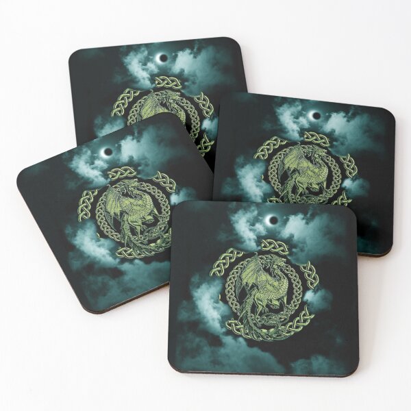 Item preview, Gold Celtic Dragon Cyan Moon Eclipse in the Clouds designed and sold by Kim Andrews.