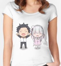 RE:Zero Subaru and Emilia Chibi Fitted Scoop T-Shirt