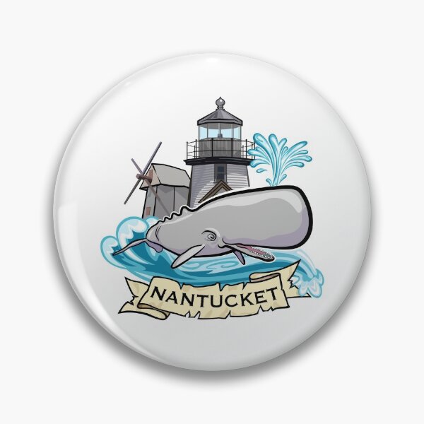 Item preview, Nantucket Nautical Illustration Design with whale lighthouse windmill designed and sold by SunNoonPark.