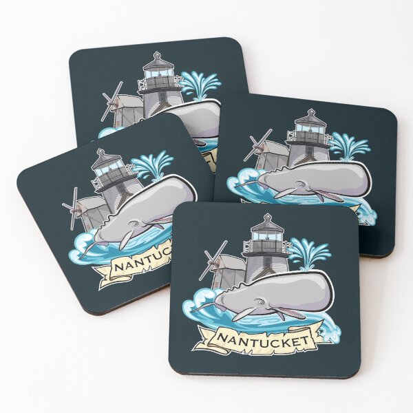 Item preview, Nantucket Nautical Illustration Design with whale lighthouse windmill designed and sold by SunNoonPark.