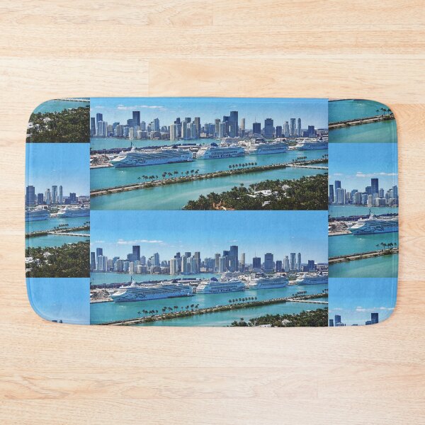 Artikelvorschau, Miami, Florida - Skyline von Miami und Hafen von Miami entworfen und verkauft von leemcnut.