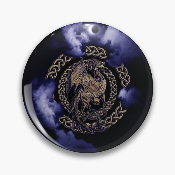 Item preview, Gold Celtic Dragon Dark Blue Moon Eclipse in the Clouds designed and sold by Kim Andrews.