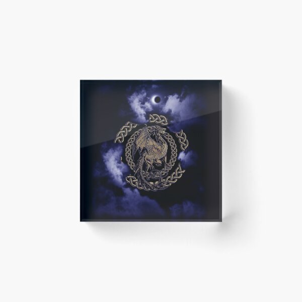 Item preview, Gold Celtic Dragon Dark Blue Moon Eclipse in the Clouds designed and sold by Kim Andrews.