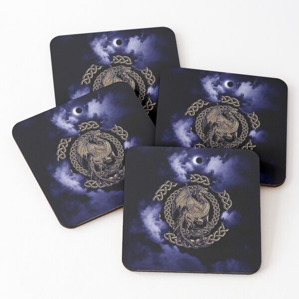 Item preview, Gold Celtic Dragon Dark Blue Moon Eclipse in the Clouds designed and sold by Kim Andrews.