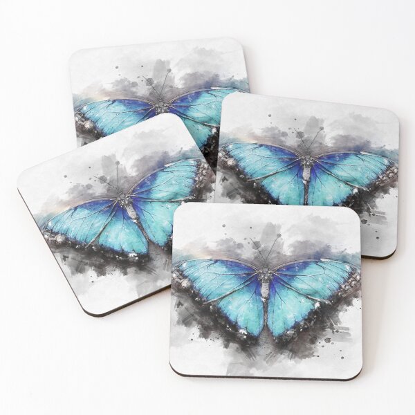 Item preview, Blue Butterfly Watercolour Landscape Print designed and sold by watercolourgirl.