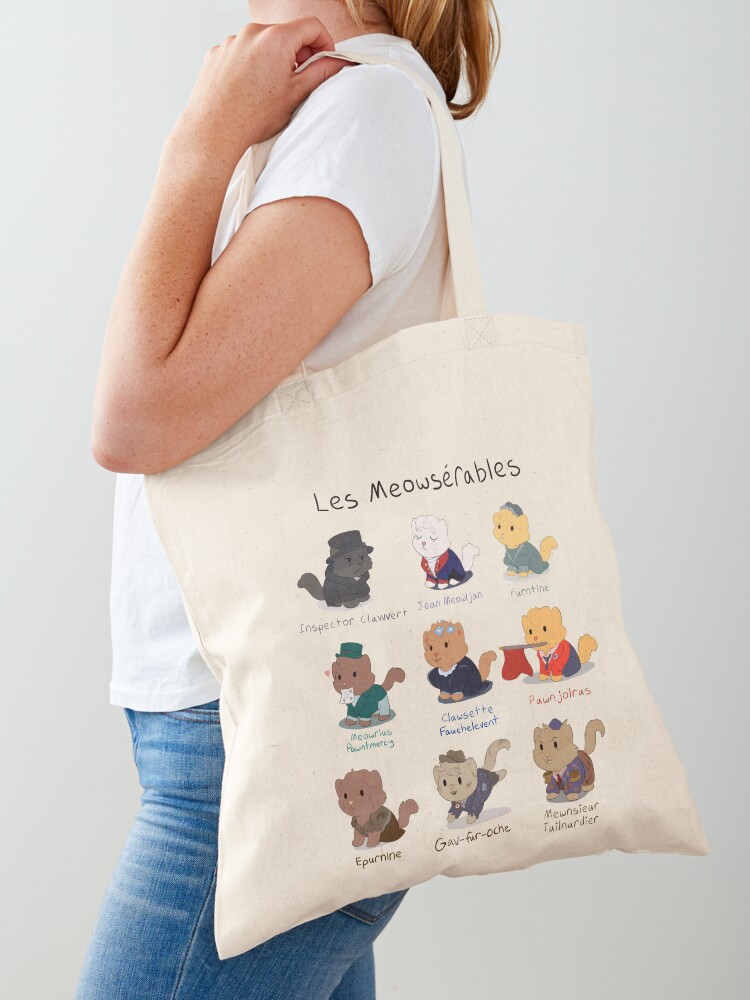 Thumbnail 1 of 5, Tote Bag, Cute Les Miserables Cat Pun (Les Meowserables) designed and sold by MellowArtStuff.