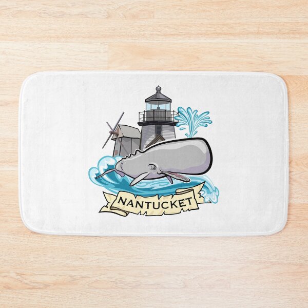 Item preview, Nantucket Nautical Illustration Design with whale lighthouse windmill designed and sold by SunNoonPark.