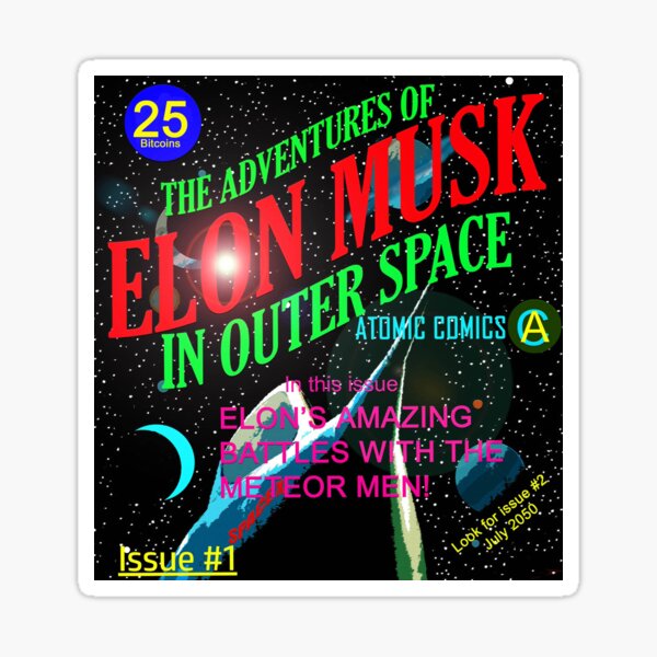 Artikel-Vorschau von Elon Musk in der Weltraum-Comic-Buch-Cover-Ausgabe Nr. 1, designt und verkauft von David Lee Thompson.