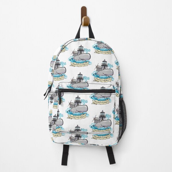 Item preview, Nantucket Nautical Illustration Design with whale lighthouse windmill designed and sold by SunNoonPark.