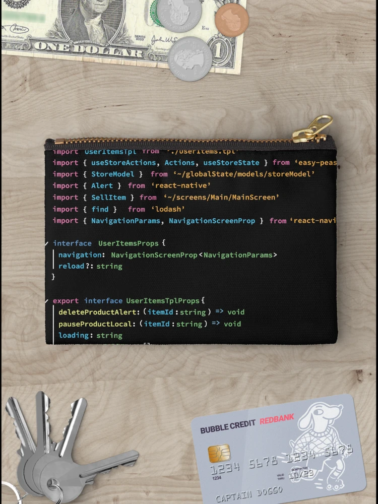 Thumbnail 3 of 4, Zipper Pouch, JavaScript Code in color designed and sold by CarolinasDsgns.