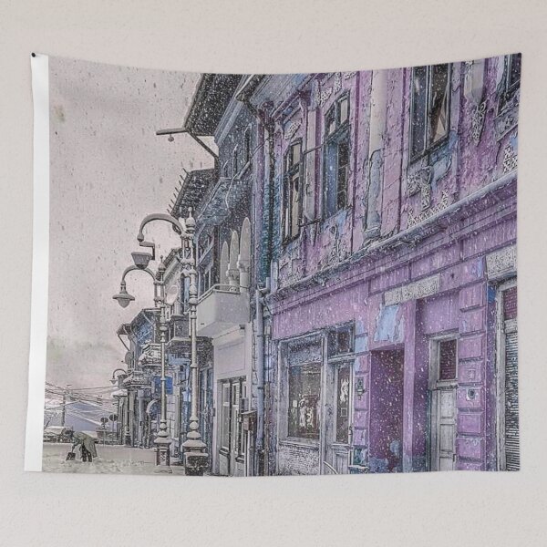 Item preview,  purple old cofee shop with a snow view designed and sold by Mariocii.