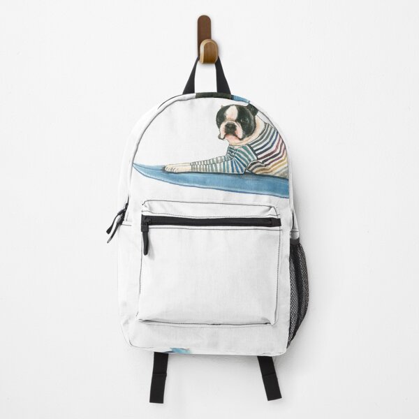 Item preview, Watercolor Boston Terrier dog on surfboard designed and sold by CarolineJordaan.