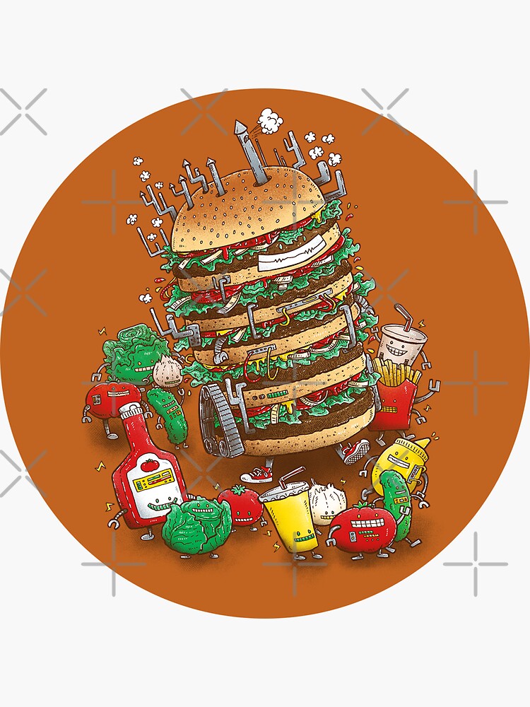 Thumbnail 3 of 3, Sticker, Uber BurgerBot designed and sold by nickv47.
