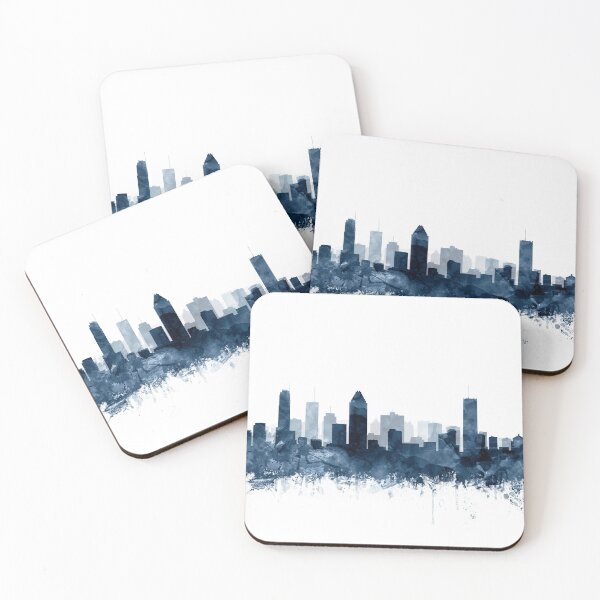 Item preview, Montreal Skyline Watercolor Navy Blue by Zouzounio Art designed and sold by zouzounioart.