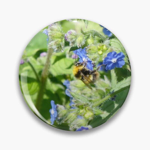 Item preview, A bee at work amongst borage blue flowers designed and sold by AgnesPerry2020.