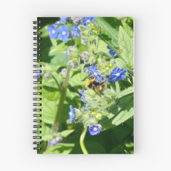 Item preview, A bee at work amongst borage blue flowers designed and sold by AgnesPerry2020.