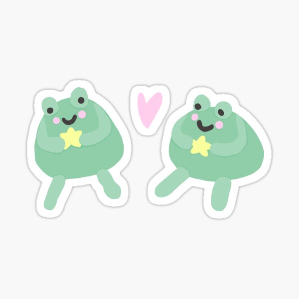 cute happy frog couple on a leaf | Sticker