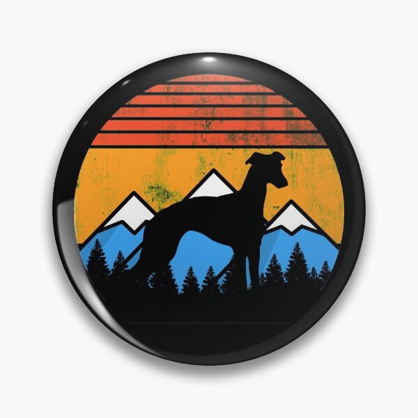 Item preview, Retro Distressed Vintage Sunset Mountains and Forest Whippet Gift designed and sold by Guarddogdrive.