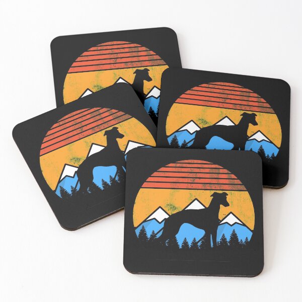 Item preview, Retro Distressed Vintage Sunset Mountains and Forest Whippet Gift designed and sold by Guarddogdrive.