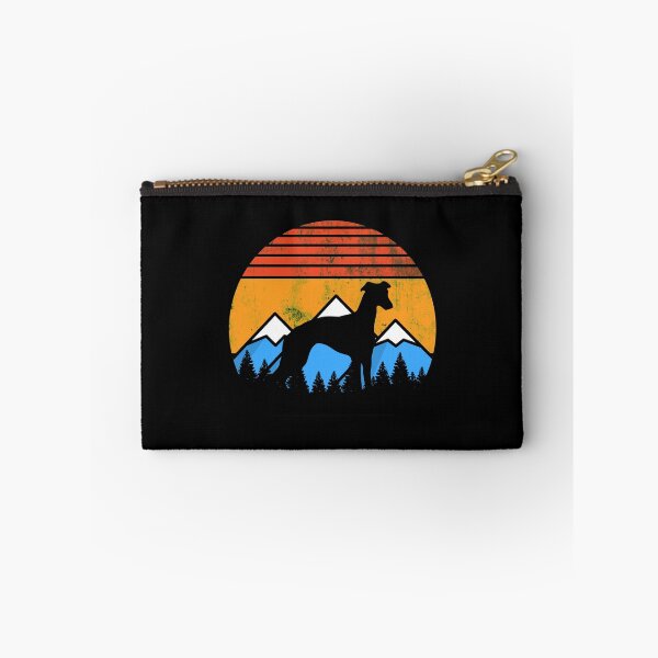 Item preview, Retro Distressed Vintage Sunset Mountains and Forest Whippet Gift designed and sold by Guarddogdrive.
