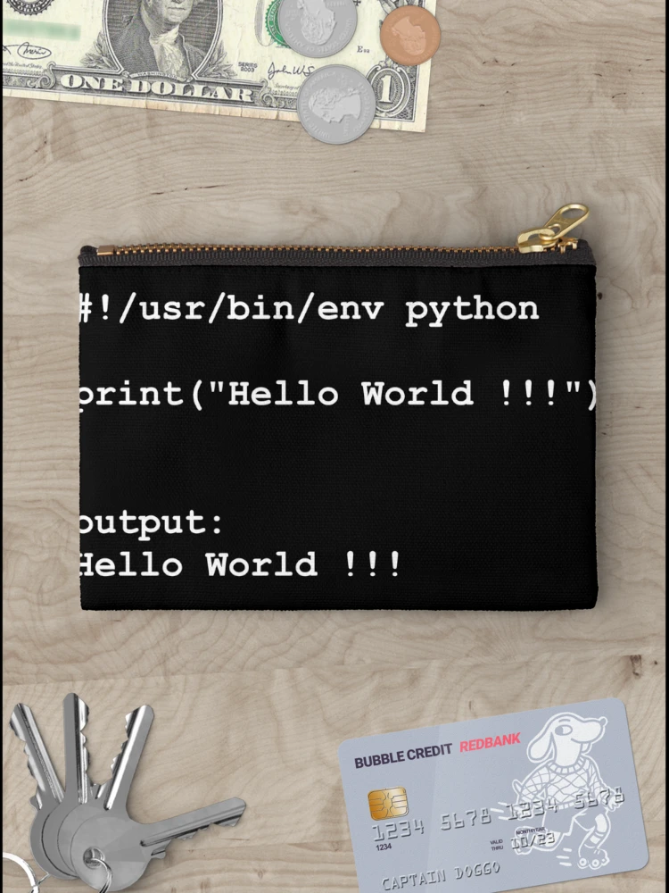 Thumbnail 3 of 4, Zipper Pouch, Hello World - Python (white) designed and sold by mcxgr.
