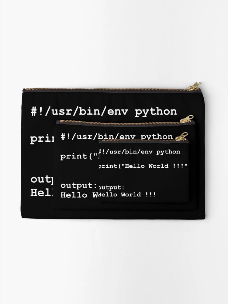 Thumbnail 2 of 4, Zipper Pouch, Hello World - Python (white) designed and sold by mcxgr.