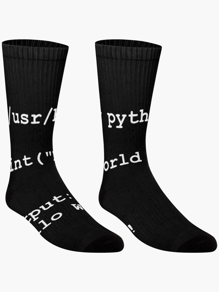 Thumbnail 3 of 5, Socks, Hello World - Python (white) designed and sold by mcxgr.