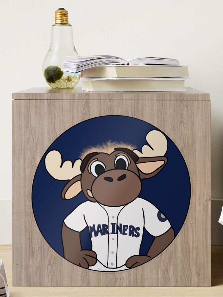 Seattle Mariners pitcher and Moose mascot stand up against