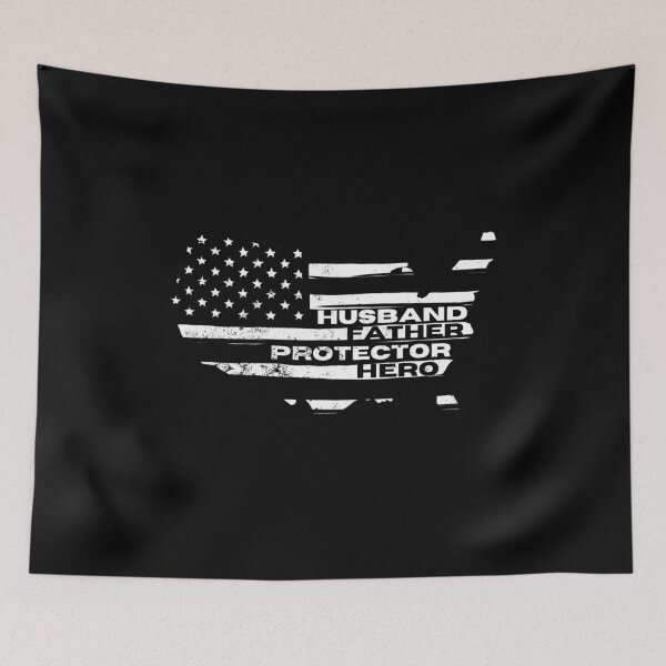Item preview, Husband Father Protector Hero, Vintage USA Flag Gift, Proud Veteran designed and sold by FOGODesigns.