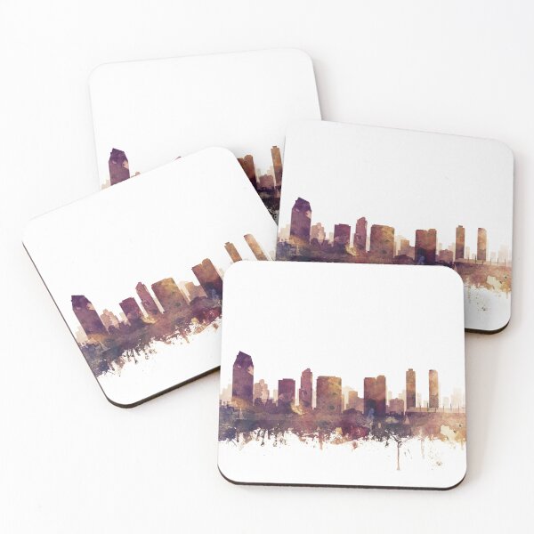 Item preview, San Diego Skyline Watercolor Orange Purple by Zouzounio Art designed and sold by zouzounioart.