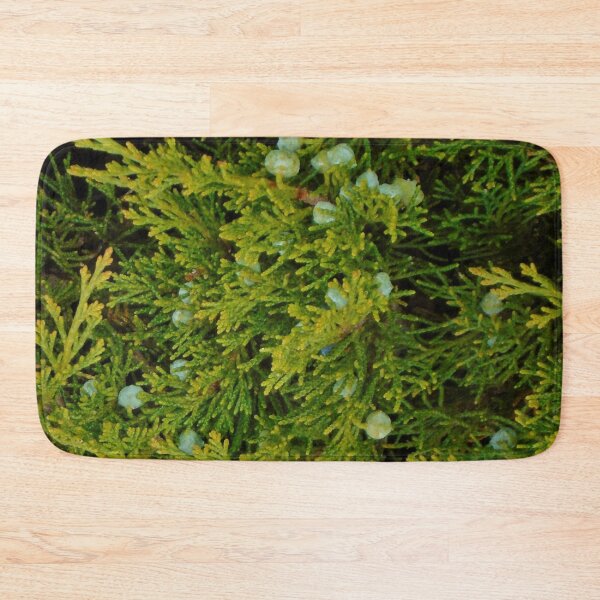 Item preview, Evergreen Juniper Tree Branches And Berries Photo Fabric Pattern Vertical designed and sold by H3designs.