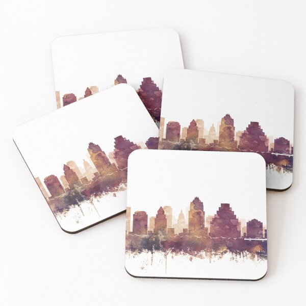 Item preview, Austin Skyline Watercolor Orange Purple by Zouzounio Art designed and sold by zouzounioart.