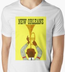 NEW ORLEANS ; Vintage Mardi Gras Print V-Neck T-Shirt