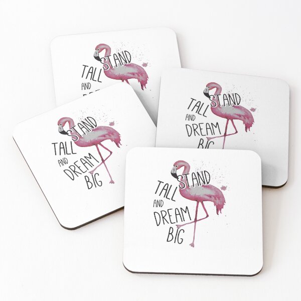 Item preview, Stand Tall Dream Big Motivational Watercolor Pink Flamingo designed and sold by BanBay.
