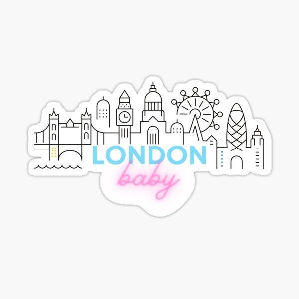 "'London Baby' London England Skyline Line Art Design" Sticker for Sale