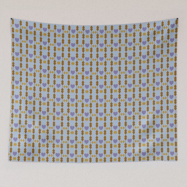 Item preview, Violet hearts with brown tribal patterns on sky blue background designed and sold by kasamuDX.