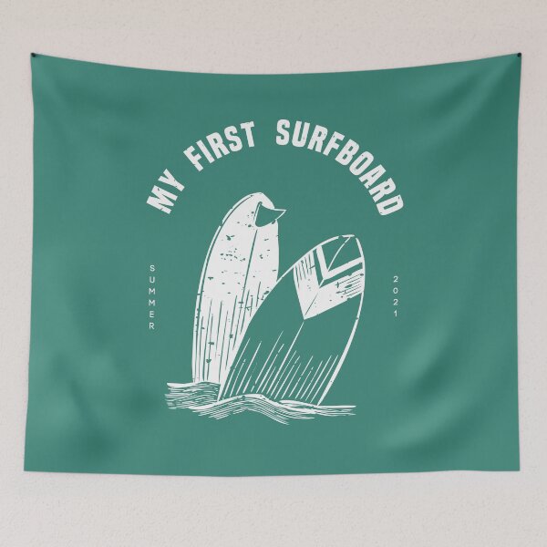 Item preview, My First Surfboard White and Teal designed and sold by art-by-gui.