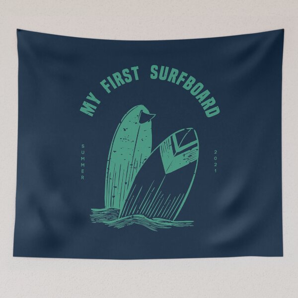 Item preview, My First Surfboard Teal and Blue designed and sold by art-by-gui.