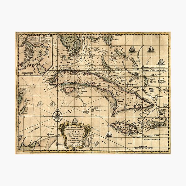 Vintage Map of Cuba (1762) Photographic Print