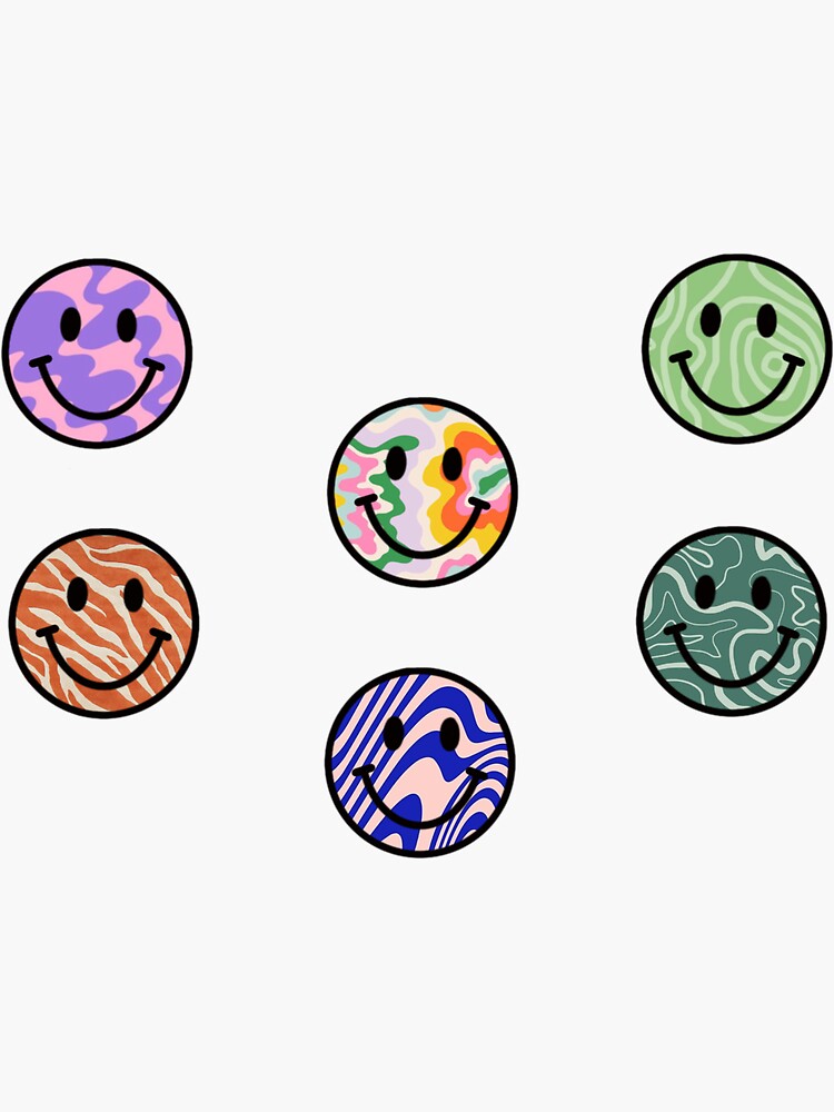 "Smiley faces with aesthetic patterns" Sticker by gro0vydesigns | Redbubble