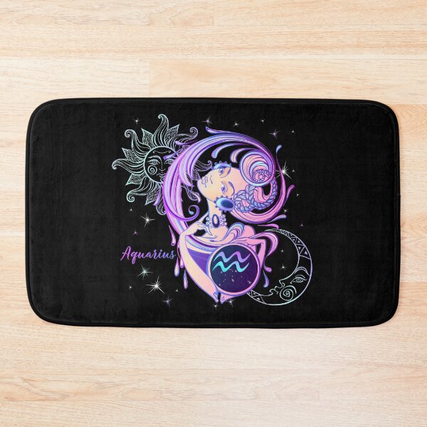 Item preview, Aquarius Zodiac Neon Lady With Sun and Crescent Moon designed and sold by Trinket-Trickster.