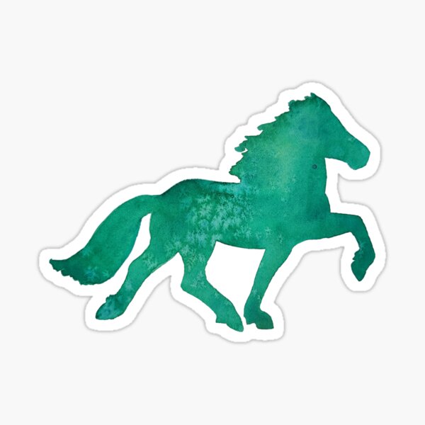 Aperçu de l'œuvre Cheval d'allure aquarelle vert créée et vendue par MotherOfBears.