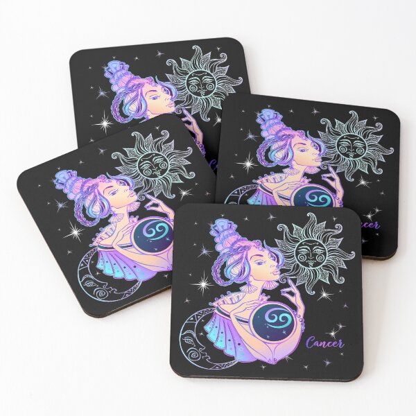 Item preview, Cancer Zodiac Neon Lady With Sun and Crescent Moon designed and sold by Trinket-Trickster.