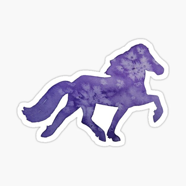 Aperçu de l'œuvre Cheval d'allure aquarelle violet créée et vendue par MotherOfBears.